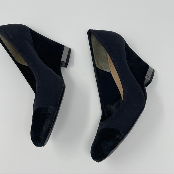 Tory Burch Astoria Black Lancaster Suede High Heel Wedge Pump - Picture 6 of 14